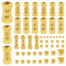 53 PCS Brass Compression Air Brake Fittings Kit - Straight Union Tubing 1/4