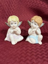 HOMCO Heavenly Cherubs #1430  Set of 2 Angel Figurines Vintage picture