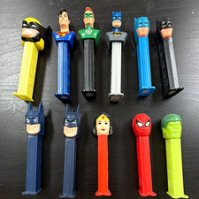 Lot of 11 Superhero PEZ Dispensers Batman Superman Spider-Man Hulk & More picture