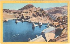 Hoover Dam Black Canyon Spillway Vintage Postcard 1985 picture