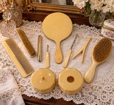 10-Piece Vintage Celluloid Vanity Set | Ivory Dressing Table Set | Romantic... picture