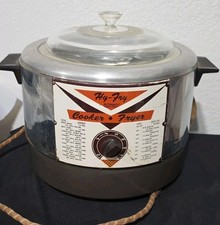 Vtg HY-Fry Automatic Electric Slow Cooker Deep Fryer M-200 Glass Lid Tested W2 picture