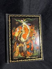 Vintage Hand Painted USSR Russian Lacquer Mini Address Phone Book picture