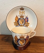 Vtg 1953 QUEEN ELIZABETH II Coronation Johnson Brothers Porcelain Cup & Saucer picture