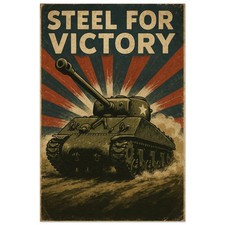 Vintage style WWII Sherman M4 Tank Print Repro Poster picture