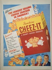 1947 VTG Cheez-it Box Of Crackers Print Ad, Largest Selling In America  picture