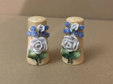 Vintage Collectible Luster Ware Made In Germany Florals Salt & Pepper Shakers picture
