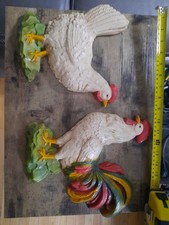 Vintage Homco Hen Rooster Wall Hangings Decor Country Farmhouse Chickens Kitchen picture