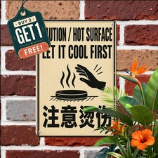 Bold Bilingual Typography Layout Safety Warning Sign Multi Language Metal Plaque picture