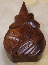 Vintage Monkey Pod Wood Carved Perfume Holder & Bottle, John A. Oya & Company? picture