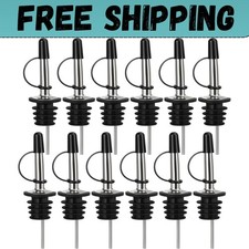 12 Pack Liquor Pour Spout, Stainless Steel Classic Bottle Pourers with Rubber Du picture
