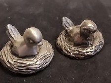 Two Bird On A Nest Pewter Minature Figurines picture