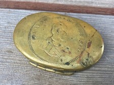 RARE ANTIQUE BRASS KING CARL XV OF SWEDEN BRASS SHAVING KIT BOX SKULTUNA BRUK picture