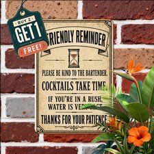 Funny Bartender Attention Please Tin Sign Vintage Metal Home Bar Decor 8x12 picture