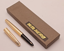 HERO 340 Early Full Golden Fountain Pen With Box VINTAGE NEW OLD STOCK picture