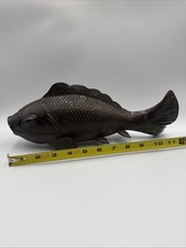 Vintage Bronze Sculpture 12 koi fish/carp Figurine 4lbs 1oz  okimono styling picture