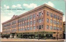 Vintage OMAHA, Nebraska Postcard HOTEL LOYAL Building / Street View -1909 Cancel picture