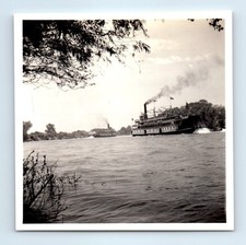 Old Vintage Square Photo STEAMBOAT RIVERBOAT LIKELY MISSISSIPPI RIVER LANDSCAPE picture