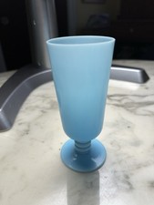 Antique Portieux  Vallerysthal Blue Opaque Opaline Set Of 8 Cordial Glasses picture