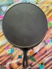 Erie (Pre-Griswold) Deep Cast Iron Skillet #9 2nd Series, Rare restored, vintage picture