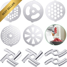 Mudder 9 Pcs Stainless Steel Meat Grinder Blade Plate Size 5 Stand Mixer Parts picture