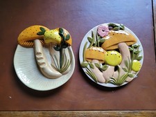 vintage 1970s ceramic mushroom trivet or wall hanging And Ashtray picture