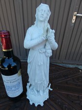 Antique 19thc French bisque white porcelain JOAN OF ARC saint statue rare picture