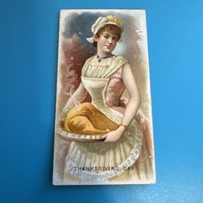 c1880s N80 Duke Cigarettes Tobacco Card - Holidays Series - Thanksgiving Day USA picture
