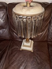 Antique 19th Century Sinumbra Argand Bronze & Marble Base Lamp with Prisms picture