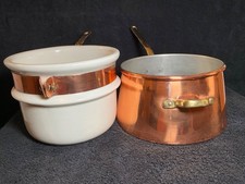 VTG-Hall 1084 Copper, Brass Ceramic Double Boiler, Copper/Brass made in Portugal picture