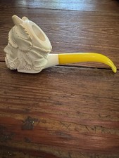 Antique Tengri Turkish Block Meerschaum Pipe Hand Carved Sultan Floral Turban picture