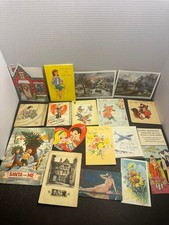 Vintage greeting cards lot of 17 Valentine Christmas birthday ephemera picture
