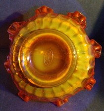 Fenton Red Orange Glass Basket 7.5