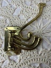 Vintage Brass Triple Swivel Navy Coat Hat Scarf Hook 6