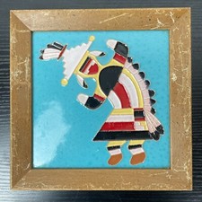 Vintage Hopi Kachina Ceramic Tile Desert House Pottery Lotz McKusick Gila 1950s picture