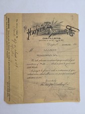 1903 antique HAYNER DISTILLING Co WHISKEY hicksville ny RYE BOURBON BILLHEAD 2pc picture