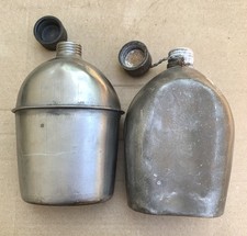 2x Original WWII US Military Metal Canteens  picture