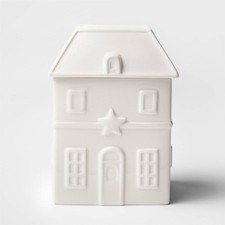 House Candy Bowl Cookie Jar White Glazed Earthenware Building Threshold (Small) picture