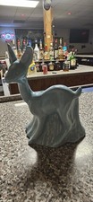 1940s Blue Deer Ceramic Planter In Excellent Condition. 8 X 5.5