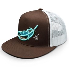 The Rancher Hat Co. Feathered Outlaw Flat Bill One Size, Brown/Turquoise picture