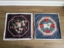 Vintage Set of 2 Handmade Decorative Accent Pillow Covers Floral Sheep Heart picture