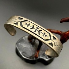 Vintage Southwestern Sterling Silver Cuff Bracelet Small 6-1/2