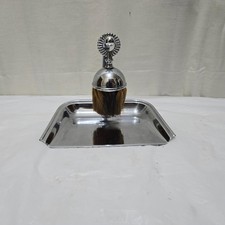 vintage chrome crumb tray and brush art deco / nouveau  18 cm x 12.5 cm picture
