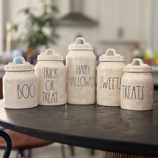 Rae Dunn Halloween canister set. OG 2017/ M stamped picture