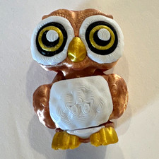 Owl Bird Collectible Figurine Brown/Gold with Large Eyes picture