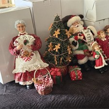 NIB Vintage Kirkland Signature 11-Piece Fabric Mâché Santa Photo Scene Set - NEW picture