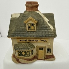 Vintage Ceramic General Store Village House Tealight Candle Holder Decor picture