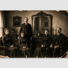 Strange Mirror Victorian Haunted Print Creepy Family Photo Missing Reflection 10 picture