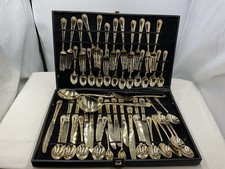 VINTAGE  Rogers and Sons Flatware Silverware GOLD PLATED 55-piece set picture