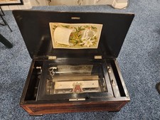 Mermod Freres Antique Cylinder Music Box 1800s  10 Airs With Nice Wood Inlay picture